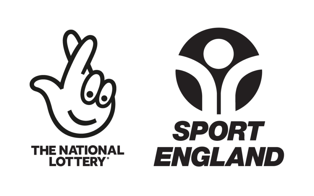 Black and white logo of Sport England and The National Lottery.