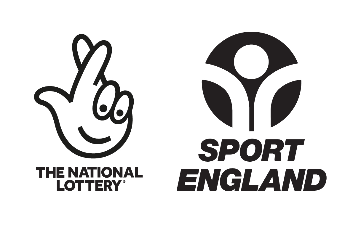 Black and white logo of Sport England and The National Lottery.